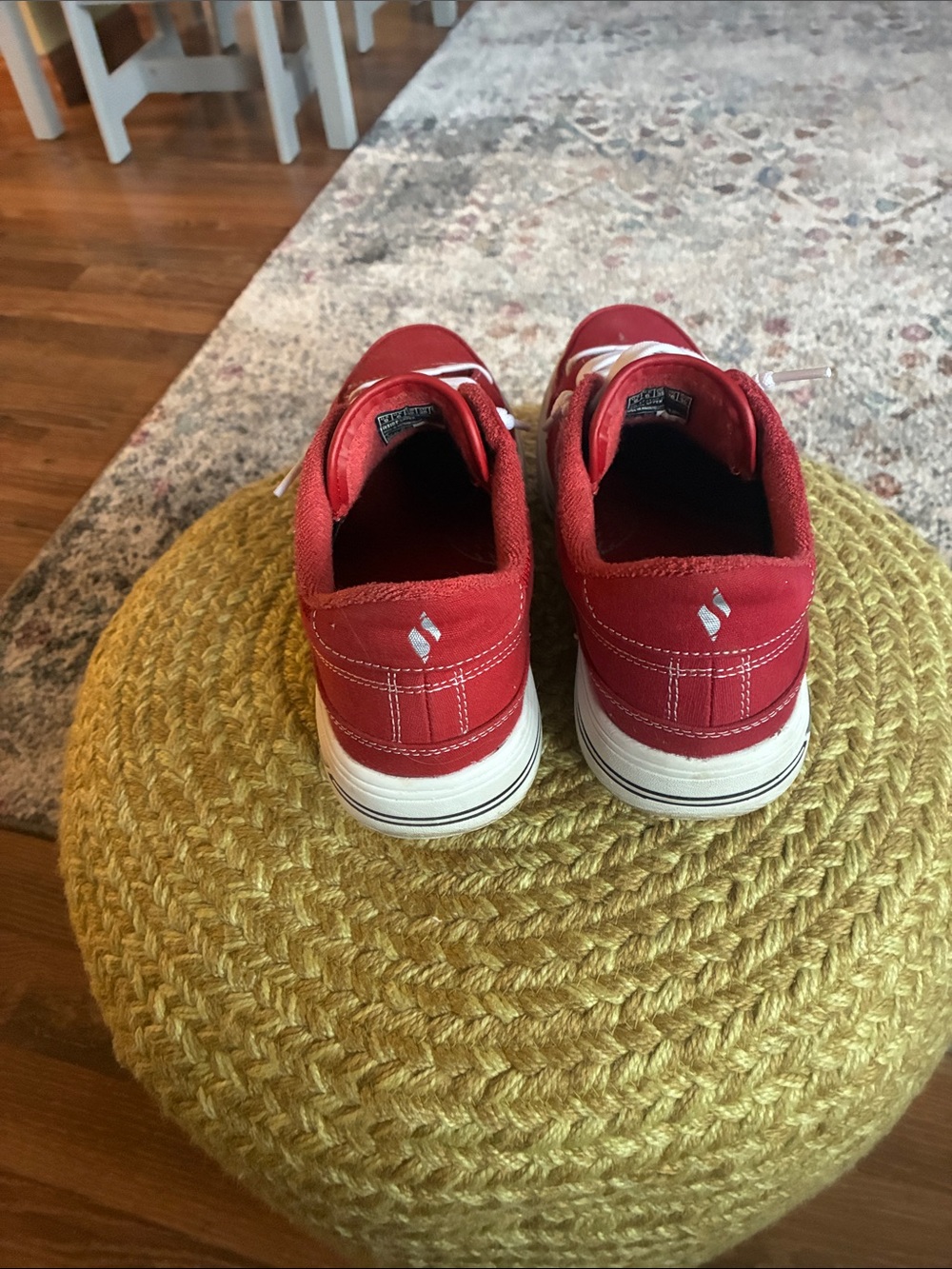 Skechers Womens, Air Cooled, Arch Fit, Red CanvasSneakers with White Laces - Picture 4 of 6